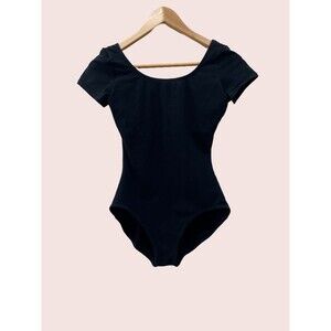 Capezio Womens Short Sleeve Black Leotard Tag Sz Large, Fits XS Small from 2010
